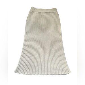 Babaa no. 33 Ribbed Knit Midi Skirt Natural/Cream Cotton Made in Spain One Size